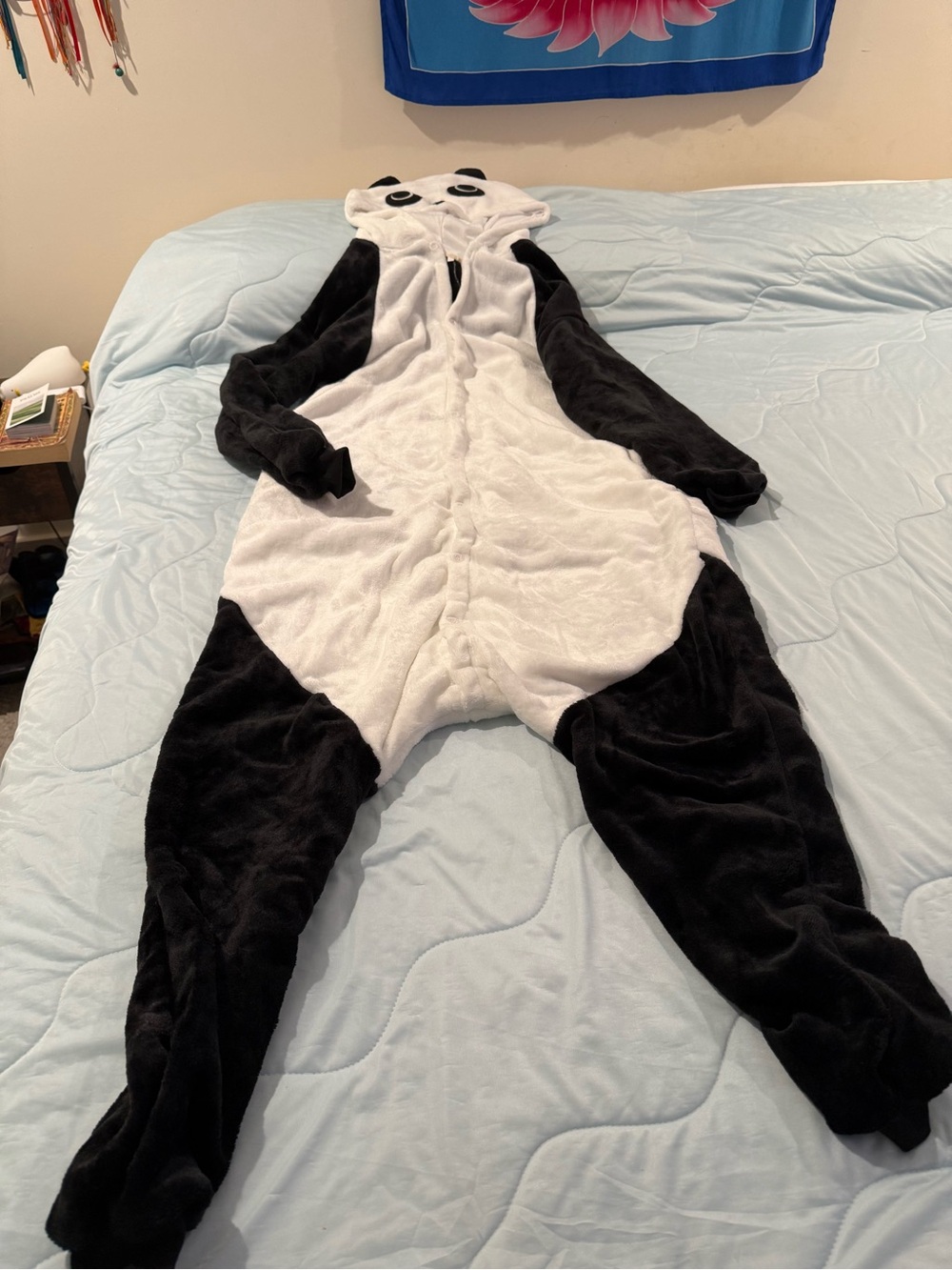 PlushPanda One-Piece Hooded Pajamas - Black & White “Party Pajamas” w pockets
